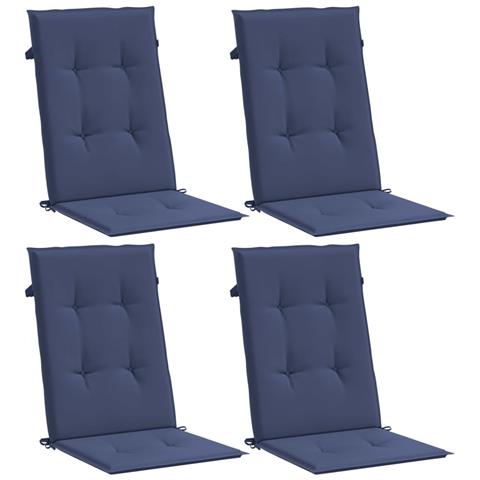 Cuscini Sedia Con Schienale Alto 4 Pz Blu Marino Tessuto - Foto 2
