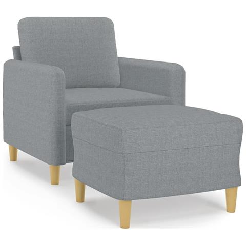 Poltrona con Poggiapiedi Grigio Chiaro 60 cm in Tessuto - Foto 1