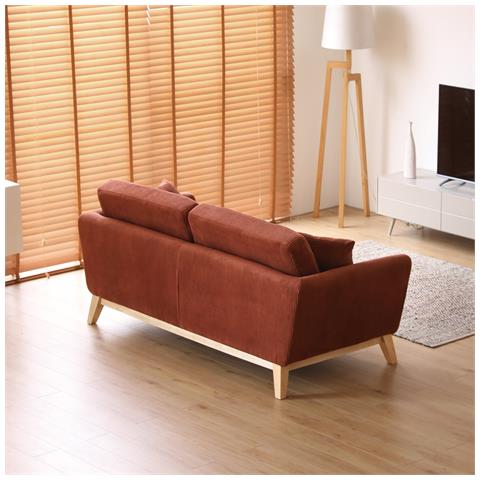 Hoga Divano Scandinavo 3 Posti In Velluto A Coste Terracotta - Foto 6