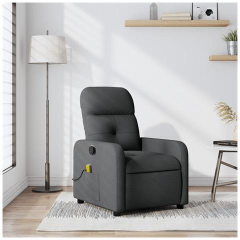 Poltrona Massaggiante Reclinabile Grigio Scuro in Tessuto - Foto 2