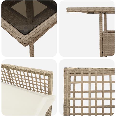 Set pranzo giardino 3 pezzi beige poli rattan - Foto 9
