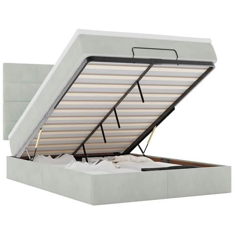 Struttura Letto Pouf con Materassi 140x200 cm in Velluto - Foto 1