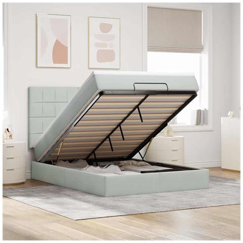 Struttura Letto Pouf con Materassi 140x200 cm in Velluto - Foto 2