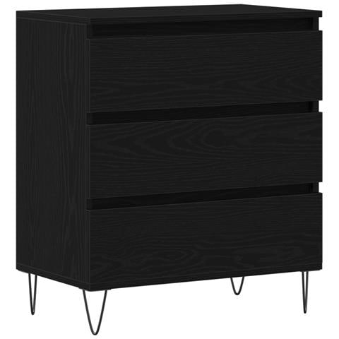 Mobile con Cassetti Nero Rovere 60x35x70 cm Legno Ingenerizzato - Foto 1