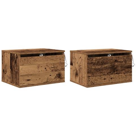Comodini con luci LED 2 pz da muro in legno vecchio - Foto 1