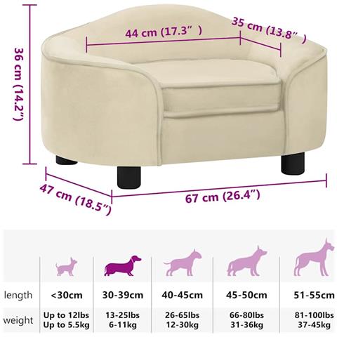Divano per Cani Crema 67x47x36 cm in Peluche - Foto 8