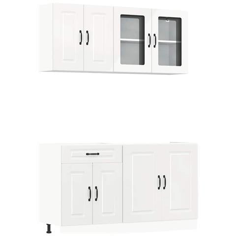 Set Mobili da Cucina 4 pz Kalmar Bianchi Lucido in Truciolato - Foto 1