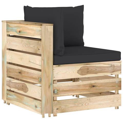 Divano Angolare Modulare Con Cuscini In Legno Impregnato Verde - Foto 2