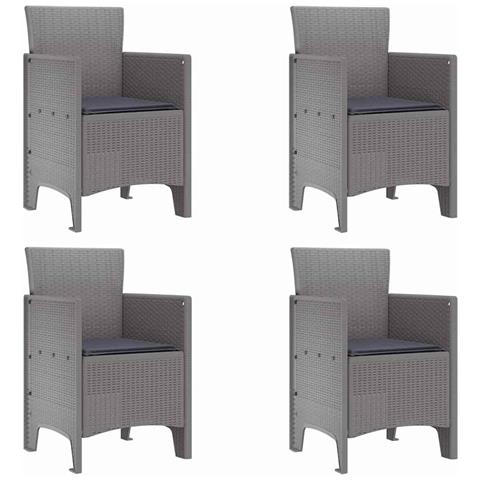 Sedia da Giardino 4 pcs Grigio chiaro 53 x 49 x 85 cm PP - Foto 1