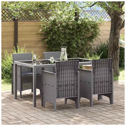 Sedia da Giardino 4 pcs Grigio chiaro 53 x 49 x 85 cm PP - Foto 2