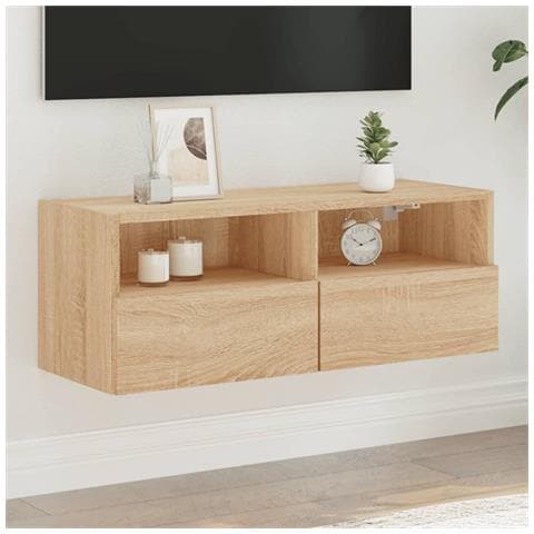 Mobile TV a Parete Rovere Sonoma 80x30x30 cm Legno Multistrato - Foto 2