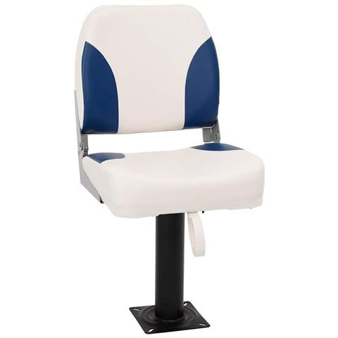 Set Sedile per Barca Pieghevole 2pz Blu e Bianco 41x36x48 cm - Foto 1
