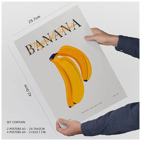 Set Di 6 Stampe Cibo E Nutrizione Frutta Estiva Natura E Nutrizione Per L'interior Design A3 & A4 Senza Cornice - Foto 2