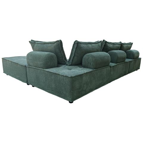 Stava Divano Angolare Componibile 4 Posti In Velluto Testurizzato Verde - Foto 2