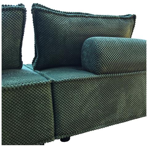 Stava Divano Angolare Componibile 4 Posti In Velluto Testurizzato Verde - Foto 5