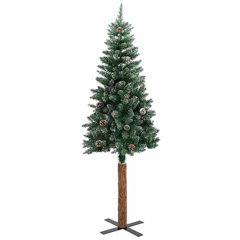 Albero Di Natale Sottile Con Legno Vero E Neve Verde 210 Cm - Foto 2