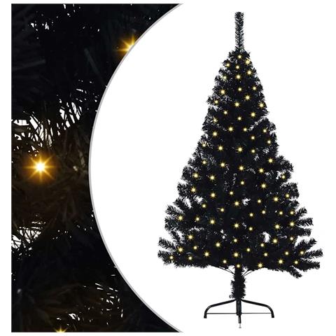 Albero di Natale artificiale con luci integrate Nero 150 cm PVC - Foto 1