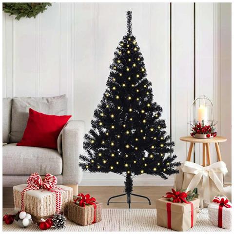 Albero di Natale artificiale con luci integrate Nero 150 cm PVC - Foto 2