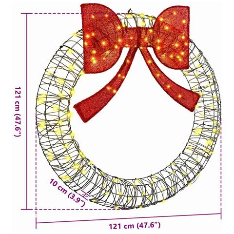 Ghirlanda con 150 LED Bianco caldo 120 cm Rattan - Foto 8