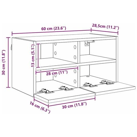 Unità per TV a Muro 4 pcs Rovere Nero Legno multistrato - Foto 9