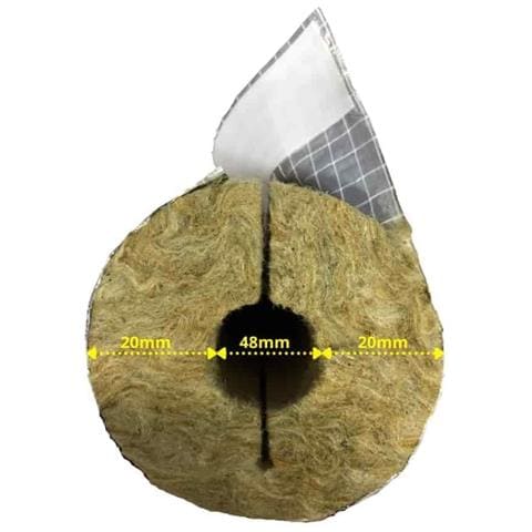 Isolamento Tubi Riscaldamento In Lana Di Roccia  48mm  20mm  1m  Alluminio - Foto 1