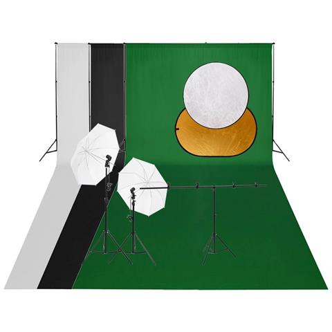 Kit per Studio Fotografico con Set Luci, Fondale e Riflettore - Foto 1