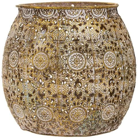 Portacandele In Metallo Dorato 18x18x16,5h - Foto 2