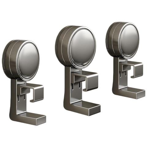 Ganci Girevoli A Ventosa X3 - Abs, Regolabili Senza Foratura, Per Lavabo E Parete, Per Cucina, Bagno E Doccia Grey - Foto 1