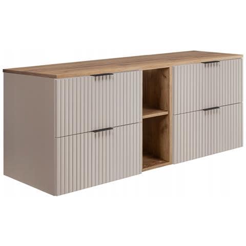 | mobile sotto lavabo 140 cm - tappetino beige - mobili bagno, lavabo, mobile bagno | mensola, piano di lavoro - marrone - Foto 1