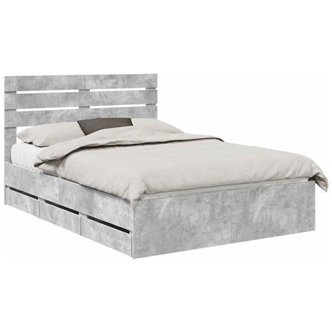 Struttura del letto con cassetto Grigio cemento 150 x 200 cm - Foto 1