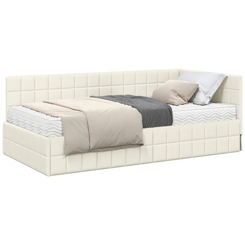 Struttura Letto Angolare con Materasso 2 pcs Crema Velluto - Foto 1