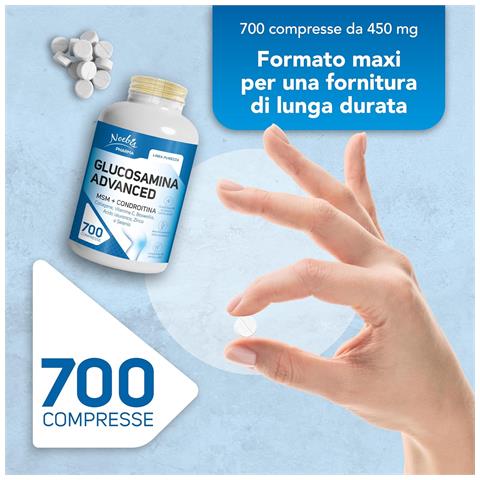 Glucosamina Advanced 700 Compresse - Glucosamina, MSM, Condroitina, Collagene, Acido Ialuronico e Boswellia - Benessere Articolare, Cartilagini e Mobilità (Confezione doppia) - Foto 2