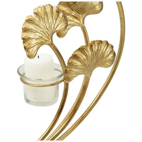 Porta Candele Glam Iris Grande In Ferro Nero E Oro Con Portacandela In Vetro - Foto 2