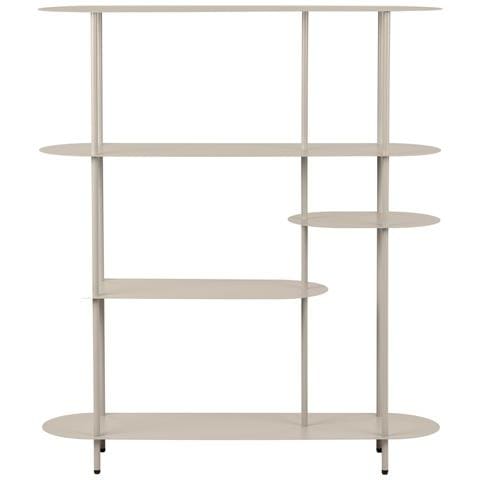 Libreria Rieti Asimmetrica A 5 Ripiani In Metallo Sabbia 118×31×139 Cm - Foto 1