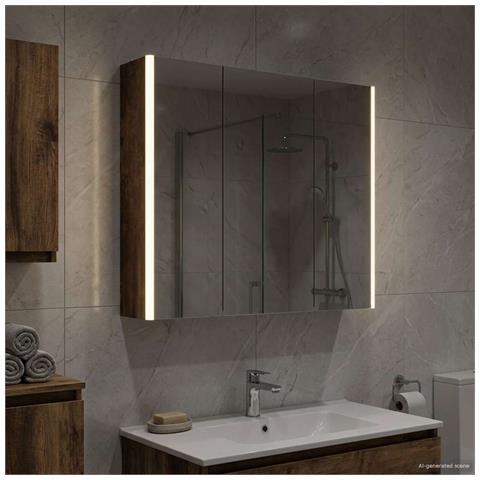 Mobiletto per specchio da bagno Rovere fumé 73.5 x 15.5 x 70 cm - Foto 2