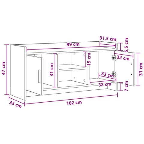 Mobile TV 102 x 33 x 47 cm Rovere Fumo Legno ingegnerizzato - Foto 9