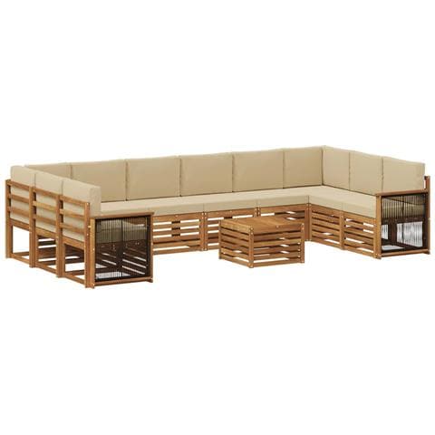 Set di divani da esterno con cuscino 8 pcs Naturale - Foto 1
