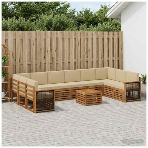 Set di divani da esterno con cuscino 8 pcs Naturale - Foto 2