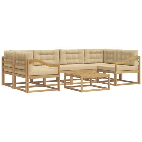 Set di divani da esterno con cuscino 5 pcs Bianco e Beige - Foto 1