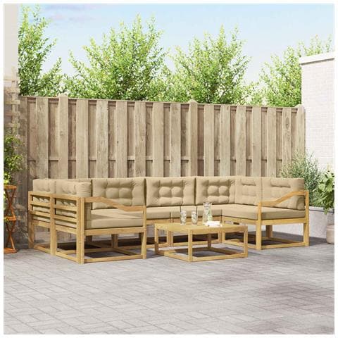 Set di divani da esterno con cuscino 5 pcs Bianco e Beige - Foto 2