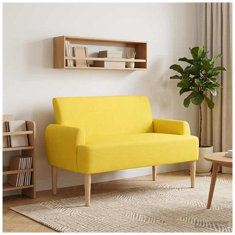 Loveseat con bottoni imbottiti Giallo Chiaro 116 x 67 x 81 cm - Foto 2