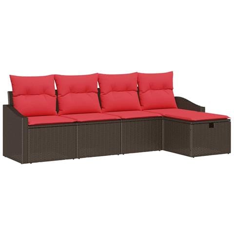 Set di divani con cuscino con archiviazione Marrone polyrattan - Foto 1