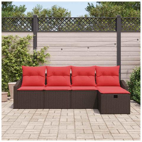 Set di divani con cuscino con archiviazione Marrone polyrattan - Foto 9