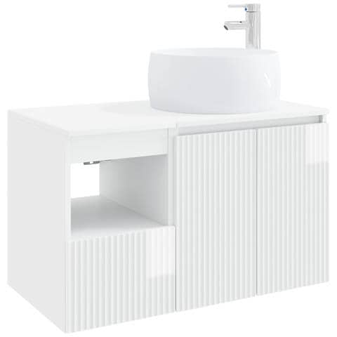 Set di mobili per il bagno 2 pz Bianco Lucido - Foto 1