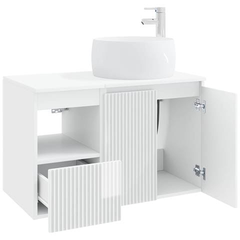 Set di mobili per il bagno 2 pz Bianco Lucido - Foto 10