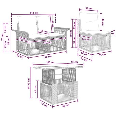 Set Divano da Giardino 6 pz Grigio e Grigio Scuro polyrattan - Foto 2
