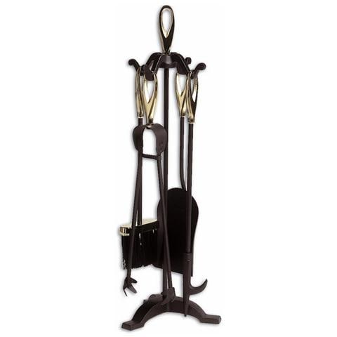 Set camino 5 Pz con manici a cruna nero opaco - oro lucido altezza 64 cm Dusty - Foto 2