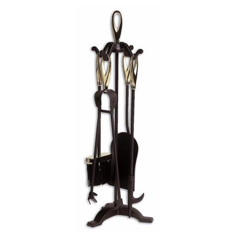 Set camino 5 Pz con manici a cruna nero opaco - oro lucido altezza 64 cm Dusty - Foto 1