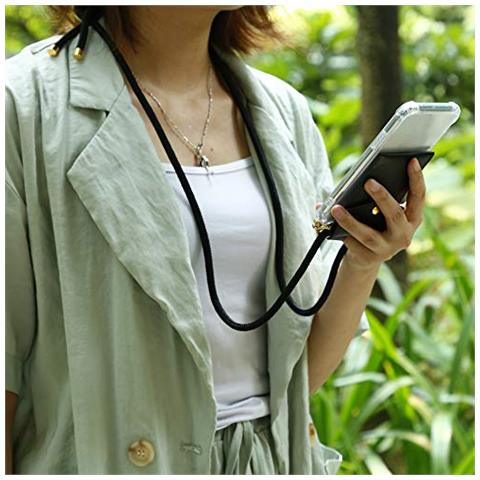 Cadorabo Catena Di Telefoni Cellulari Compatibile Con Oneplus 7 Pro In Nero - Coperchio Protettivo In Silicone Con Anelli D'oro, Cinturino In Corda E Custodia Staccabile - Foto 2