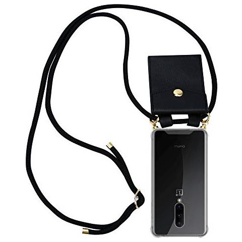 Cadorabo Catena Di Telefoni Cellulari Compatibile Con Oneplus 7 Pro In Nero - Coperchio Protettivo In Silicone Con Anelli D'oro, Cinturino In Corda E Custodia Staccabile - Foto 1
